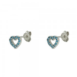 Earrings of Silver 925 Heart shape White gold plated Code 009212