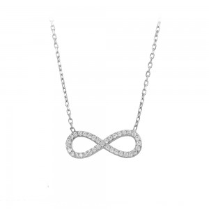 Necklace of Silver 925 Infinity White gold plated Code 010811