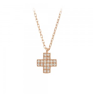 Necklace of Silver 925 Cross shape Pink gold plated Code 010814