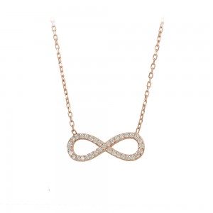 Necklace of Silver 925 Infinity Pink gold plated Code 010816