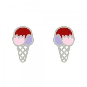 Earrings for baby girl made of Silver 925 Ice cream White gold plated Code 010819