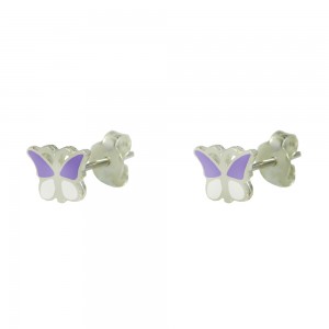 Earrings for baby girl made of Silver 925 Butterfly White gold plated Code 010824