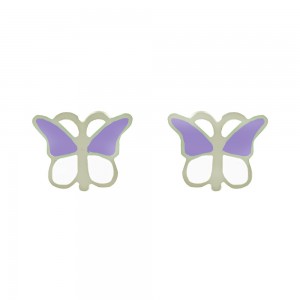 Earrings for baby girl made of Silver 925 Butterfly White gold plated Code 010824