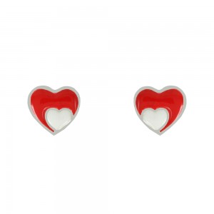 Earrings for baby girl made of Silver 925 Hearts White gold plated Code 010825