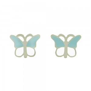 Earrings for baby girl made of Silver 925 Butterfly White gold plated Code 010826