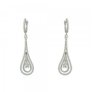 Earrings of Silver 925 White gold plated Code 010955