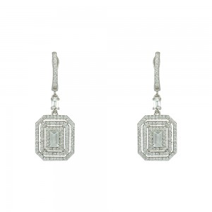 Earrings of Silver 925 White gold plated Code 010959