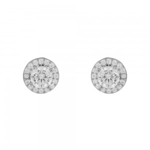 Earrings of Silver 925 Rosette White gold plated Code 011470
