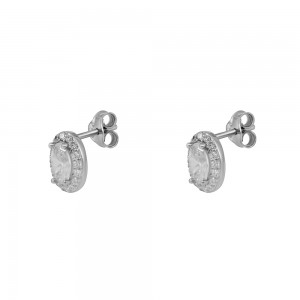 Earrings of Silver 925 Rosette White gold plated Code 011471