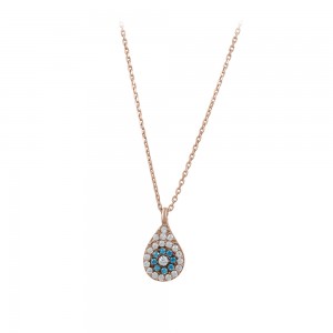 Necklace of Silver 925 Eye shape Pink gold plated Code 011484