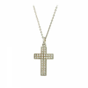 Cross with chain, Silver 925 degrees White gold plated Code 012039