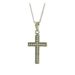 Cross with chain, Silver 925 degrees White gold plated Code 012042
