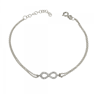 Bracelet of 925 Silver Infinity White gold plated Code 012306