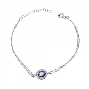 Bracelet of 925 Silver Eye motif White gold plated Code 012308