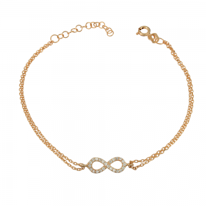 Bracelet of 925 Silver Infinity Yellow gold plated Code 012309
