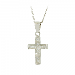 Cross with chain, Silver 925 degrees White gold plated Code 012432