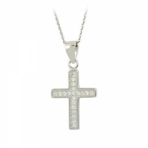 Cross with chain, Silver 925 degrees White gold plated Code 012434