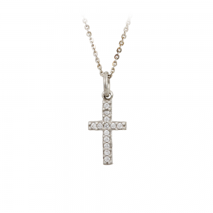 Cross with chain, Silver 925 degrees White gold plated Code 012436