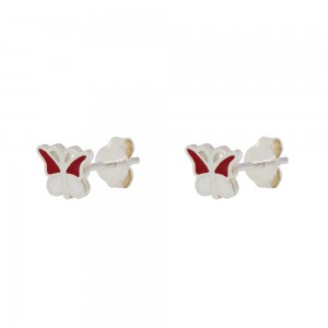 Earrings for baby girl made of Silver 925 Butterfly White gold plated Code 013346