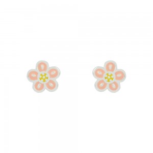 Earrings for baby girl made of Silver 925 Flower White gold plated Code 013412