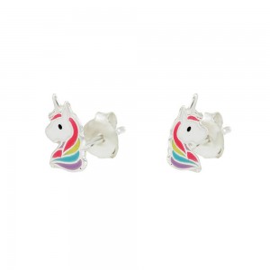 Earrings for baby girl made of Silver 925 Unicorn White gold plated Code 013413