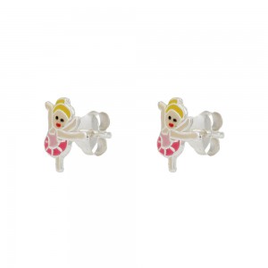 Earrings for baby girl made of Silver 925 Ballet dancer White gold plated Code 013414