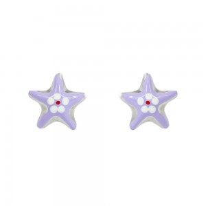 Earrings for baby girl made of Silver 925 Star White gold plated Code 013416