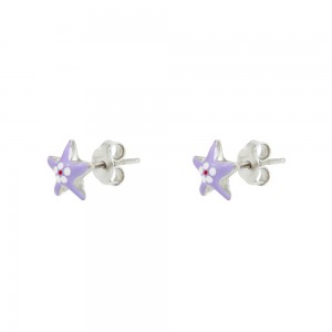 Earrings for baby girl made of Silver 925 Star White gold plated Code 013416