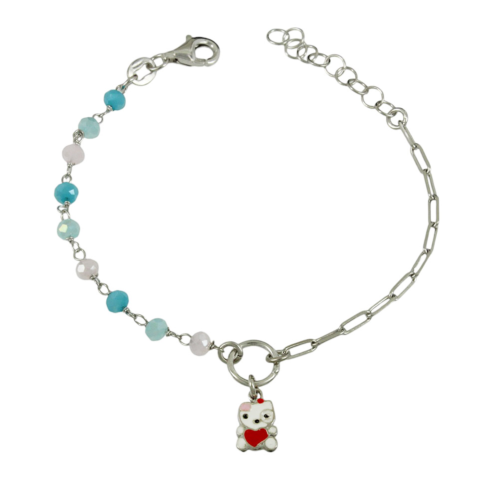 Παιδικό βραχιόλι Hello Kitty Ασήμι 925 βαθμών Επιπλατινωμένο Κωδικός 014551