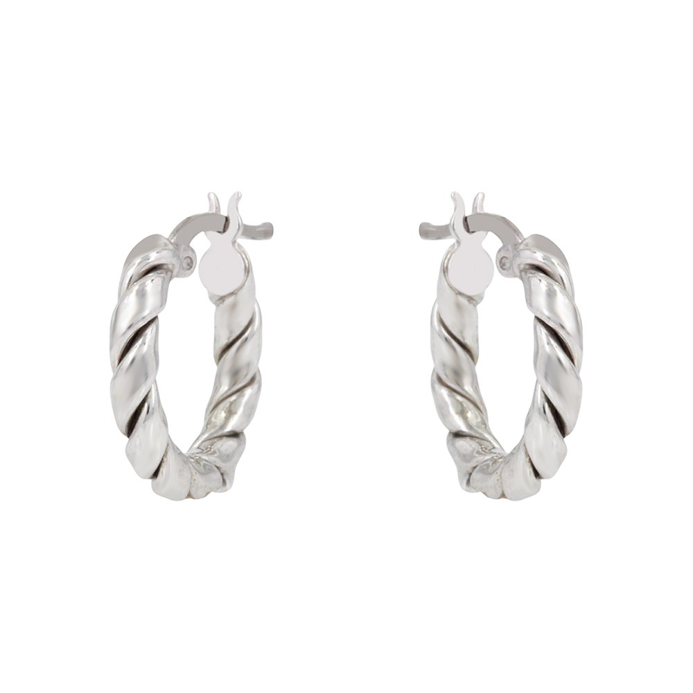 Σκουλαρίκια Ασήμι 925 βαθμών Κρίκοι Επιπλατινωμένα Κωδικός 014722