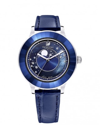 Swarovski Lux 5516305 Quartz Ανοξείδωτο ατσάλι Μπλε δερμάτινο λουρί Πλάκα φίλντισι