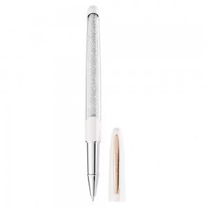 Swarovski Στυλό Rollerball Crystalline Nova 5728390 Λευκό λακαρισμένο Επιχρυσωμένο με ροζ χρυσό