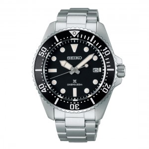 Seiko Prospex Solar Diver’s SNE597P1 Ανοξείδωτο ατσάλι Μπρασελέ Μαύρο χρώμα καντράν Περιστρεφόμενη στεφάνη Καταδυτικό