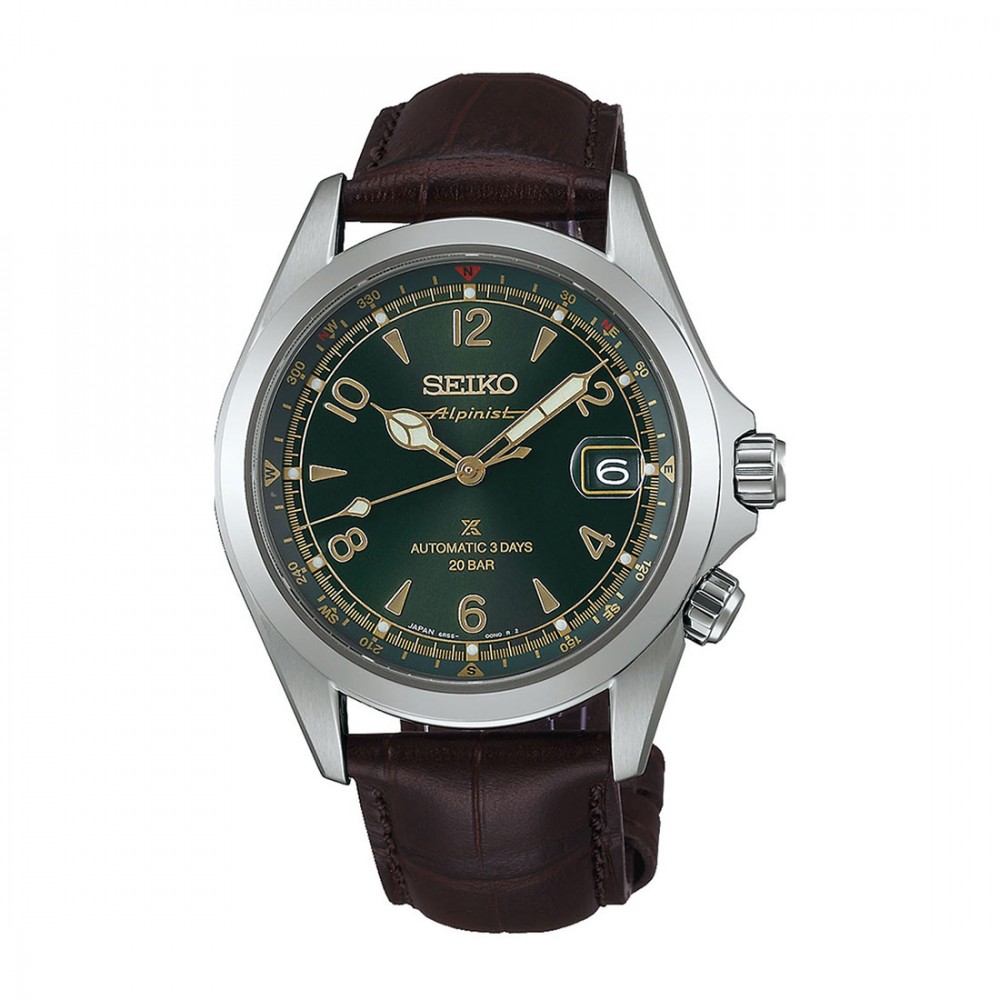 Seiko Prospex Alpinist SPB507J1 Αυτόματο Ανοξείδωτο ατσάλι Καφέ δερμάτινο λουρί Πράσινο χρώμα καντράν