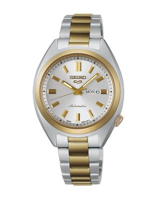 Seiko 5 Sports SRE024K1 Αυτόματο Ανοξείδωτο ατσάλι Διμεταλικό Μπρασελέ Λευκό χρώμα καντράν