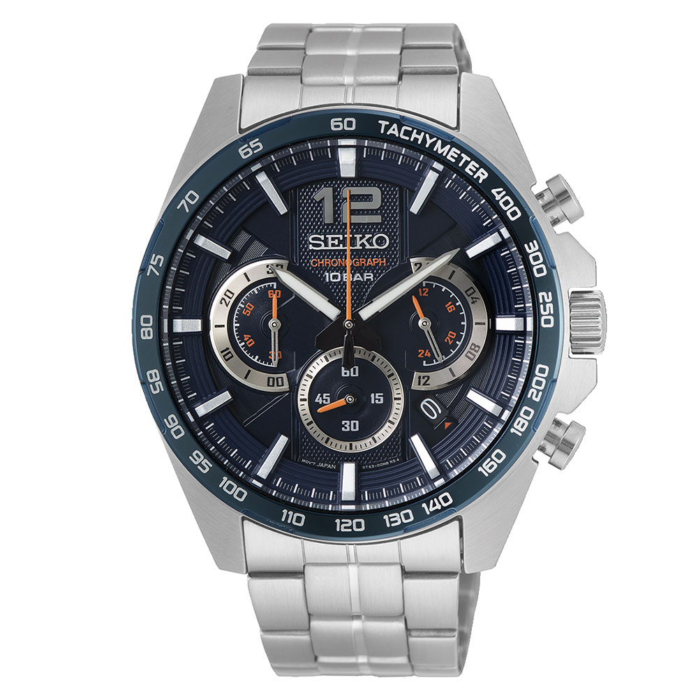 SEIKO Conceptual series SSB345P1 Χρονογράφος Ανοξείδωτο ατσάλι Μπρασελέ Μαύρο χρώμα καντράν