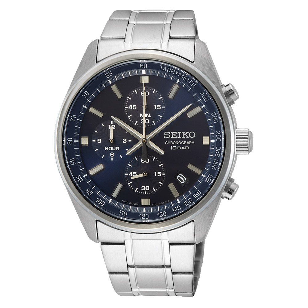 Seiko Conceptual SSB377P1 Quartz chronograph Stainless steel Bracelet Blue color dial