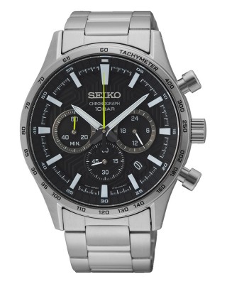 Seiko Conceptual Series SSB413P1 Quartz Ανοξείδωτο ατσάλι Μπρασελέ Μαύρο χρώμα καντράν Ταχύμετρο