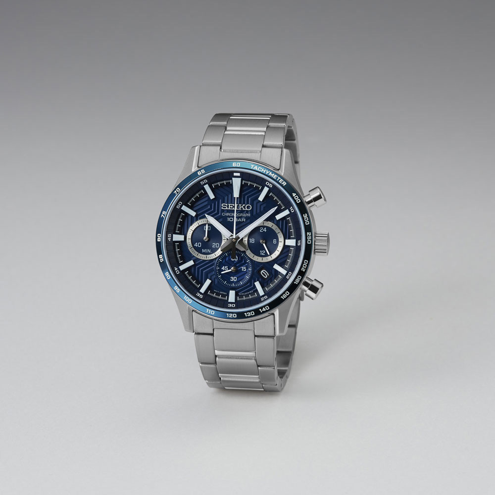 Seiko Conceptual Series SSB445P1 Quartz Ανοξείδωτο ατσάλι Μπρασελέ Μπλε χρώμα καντράν Ταχύμετρο