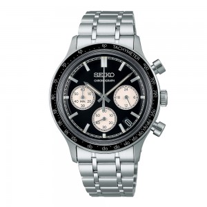 Seiko Sports  SSB479P1 Quartz Χρονογράφος Ανοξείδωτο ατσάλι Μπρασελέ Μαύρο χρώμα καντράν Ταχύμετρο