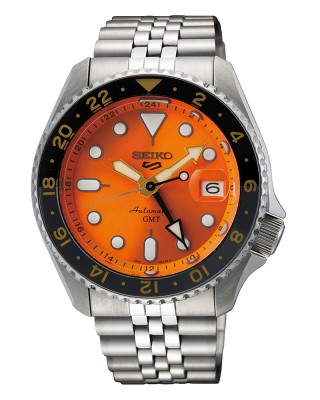 Seiko 5 Sports SSK005K1 Αυτόματο Ανοξείδωτο ατσάλι Μπρασελέ Πορτοκαλί χρώμα καντράν Περιστρεφόμενη στεφάνη