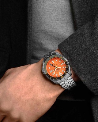 Seiko 5 Sports SSK005K1 Αυτόματο Ανοξείδωτο ατσάλι Μπρασελέ Πορτοκαλί χρώμα καντράν Περιστρεφόμενη στεφάνη