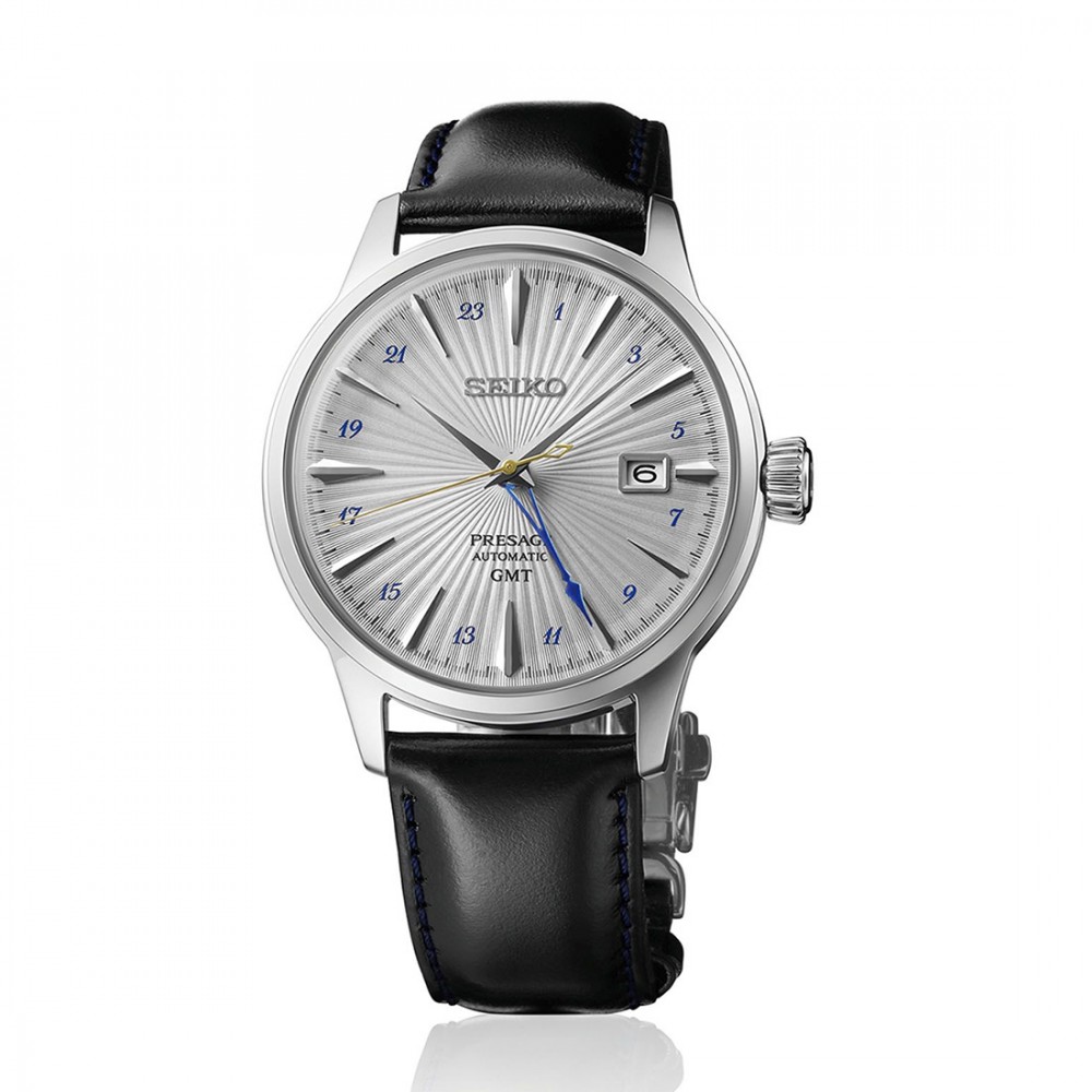 Seiko Presage SSK049J1 Αυτόματο Ανοξείδωτο ατσάλι Μαύρο δερμάτινο λουρί Ασημί χρώμα καντράν
