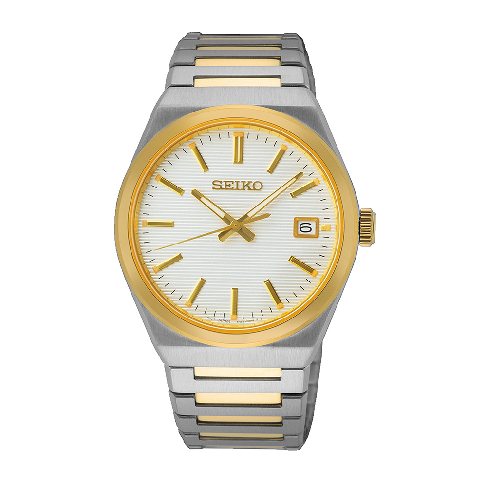 Seiko Essential Time SUR558P1 Quartz Ανοξείδωτο ατσάλι Διμεταλλικό μπρασελέ Λευκό χρώμα καντράν