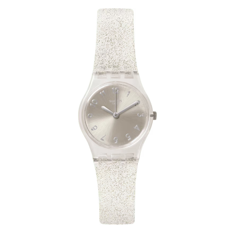 Swatch Silver Glistar Too LK343E Quartz Πλαστικό πλαίσιο Λευκό καουτσούκ λουρί Γκρί Χρώμα καντράν