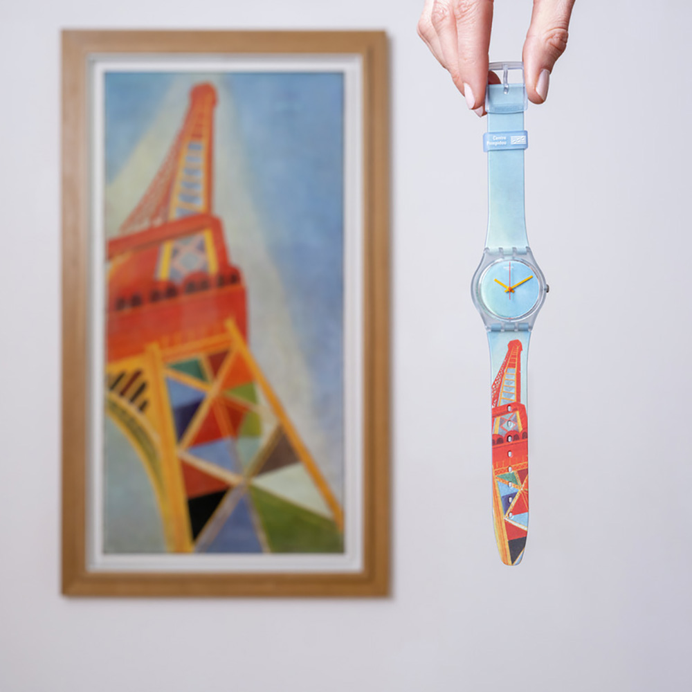 Swatch Eiffel Tower GZ357 Quartz Πλαστικό πλαίσιο Καουτσούκ λουρί Γαλάζιο χρώμα καντράν