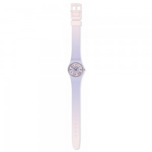 Swatch Lilac Lightness LV121 Quartz Plastic case Purple rubber strap Purple colour dial
