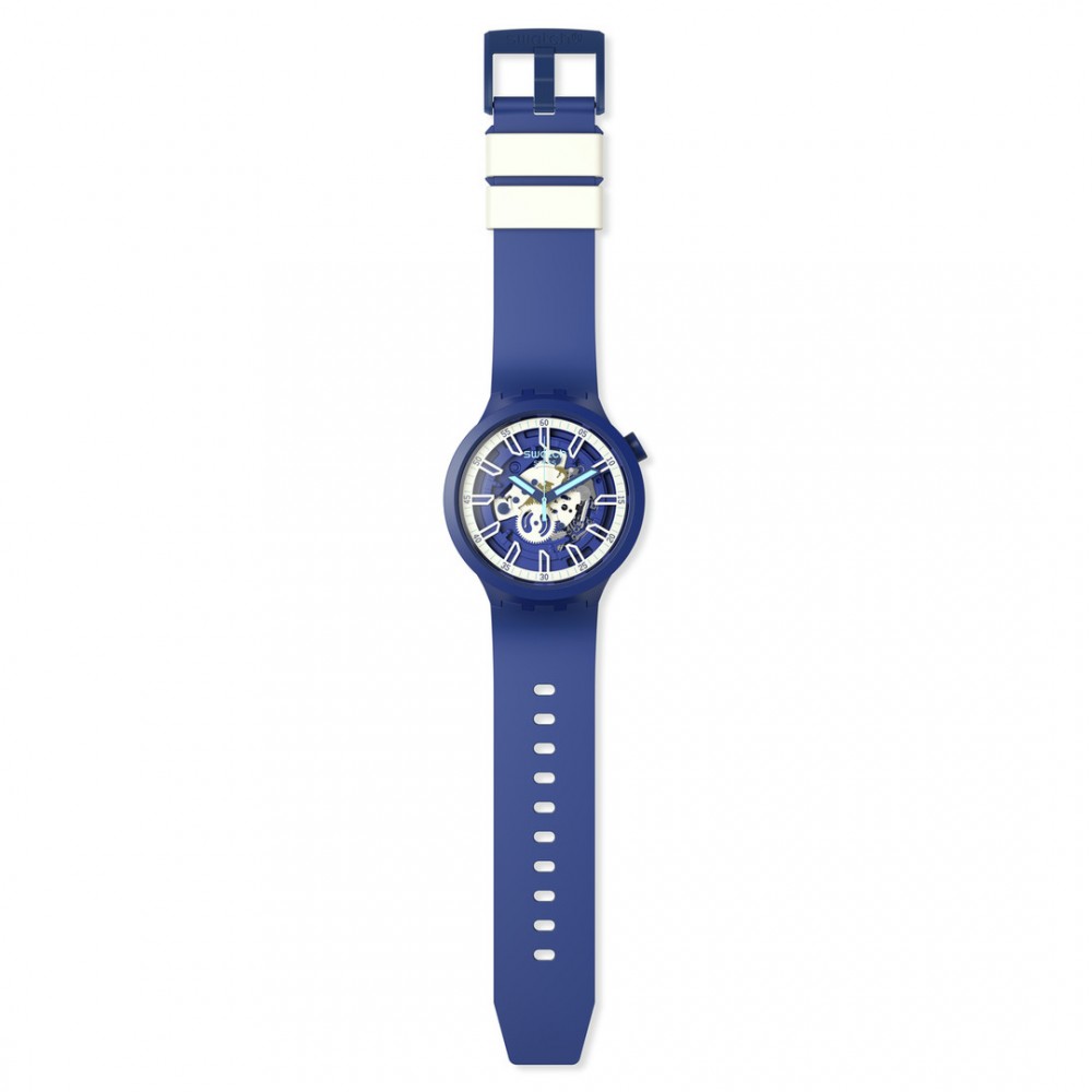 Swatch Is Watch Blue SB01N102 Quartz Πλαστικό πλαίσιο Μπλε καουτσούκ λουρί Μπλε χρώμα καντράν