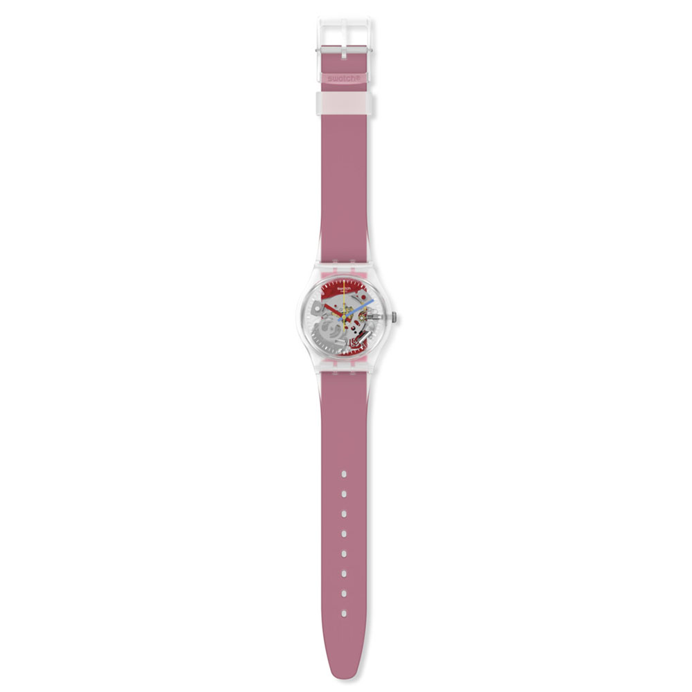 Swatch Clearly Red Striped GE292 Quartz Πλαστικό πλαίσιο Κόκκινο καουτσούκ λουρί 