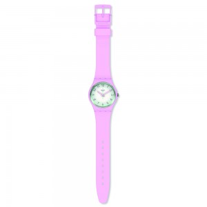 Swatch Morning Shades GP175 Quartz Plastic case Pink rubber strap White color dial
